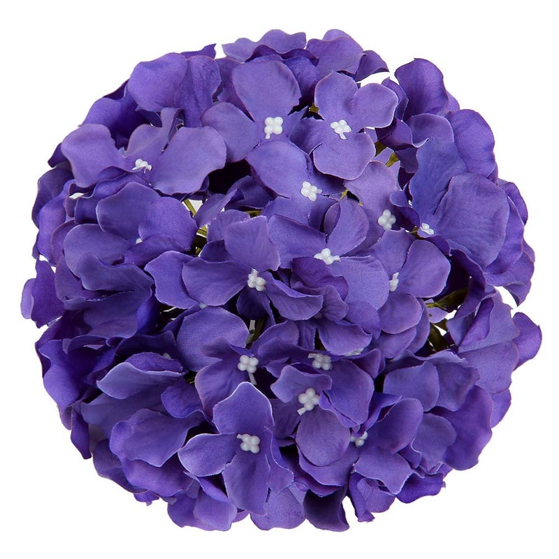 Flojery Silk Hydrangea Heads Artificial Flowers Heads with Stems for Home Wedding Decor,Pack of 10 (Purple) - Image 2